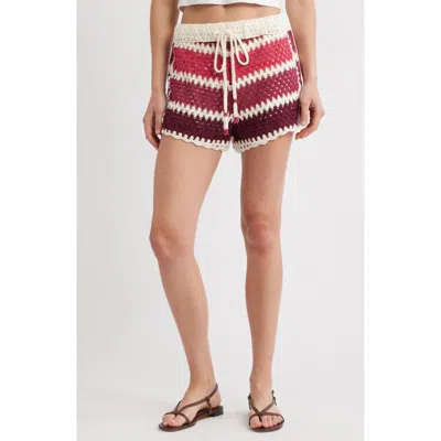 Farm Rio Colorful Crochet Tiles Shorts In Multi