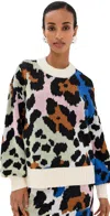 Farm Rio Colorful Leopard Knit Sweater Colorful Leopards In Colorful Leopards