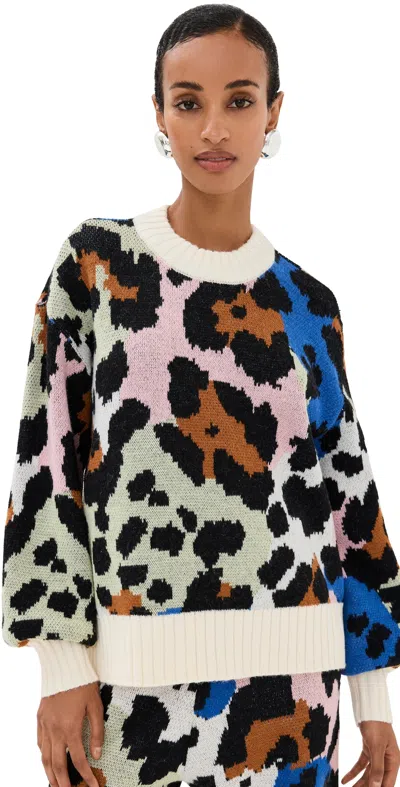Farm Rio Colorful Leopard Knit Sweater Colorful Leopards