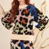 FARM RIO COLORFUL LEOPARD KNIT SWEATER