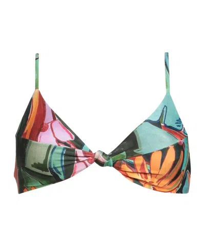 Farm Rio Colorful Triangle Bikini Top In Blue