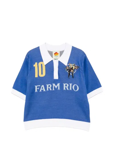 Farm Rio Copa Polo Shirt In Blue