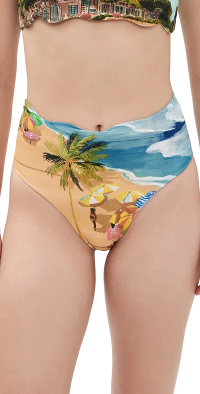 Farm Rio Copacabana Beach Multicolored Hot Pants Bikini Bottoms Copacabana Beach Multi In Blue