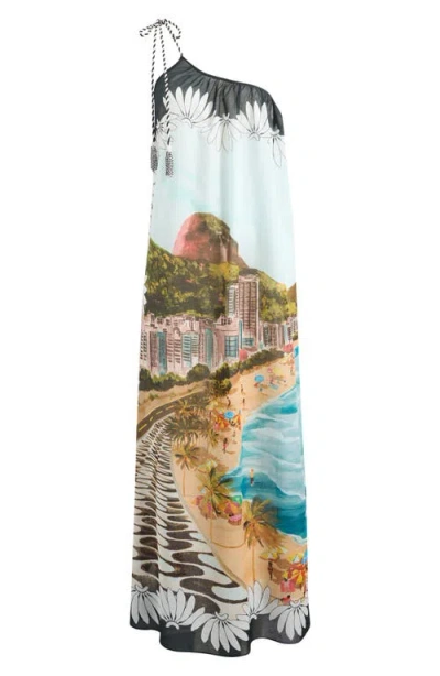Farm Rio Copacabana Beach One Shoulder Maxi Dress In Multi