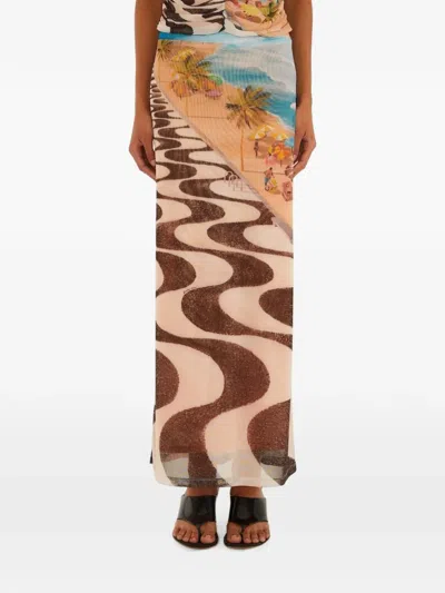 Farm Rio Copacabana Graphic-print Mesh Maxi Skirt In Multi