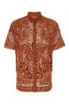 FARM RIO COPPER GUIPURE LACE TROPICAL SHIRT