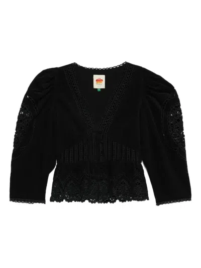 Farm Rio Corduroy Blouse In Black