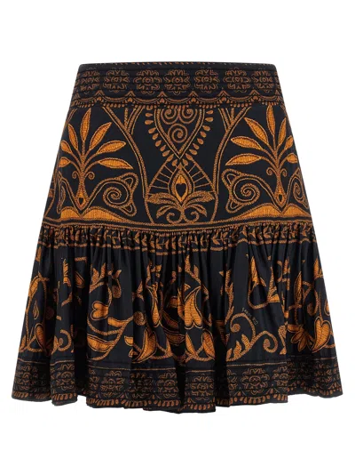 Farm Rio 'cornely Anika Black' Skirt In Brown