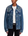 Farm Rio Cornely Soutache Denim Jacket In Blue