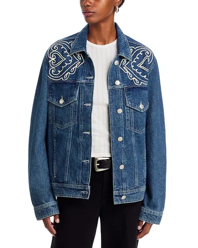 Farm Rio Cornely Soutache Denim Jacket In Blue