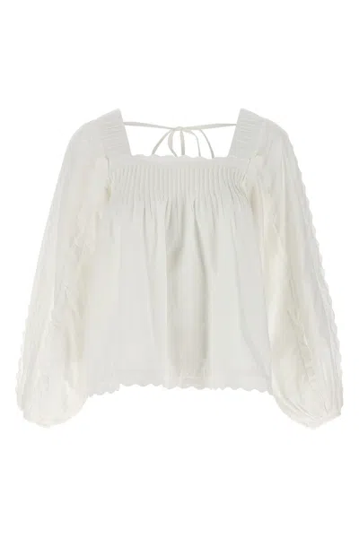 Farm Rio Cotton Blouse Shirt And Blouse White