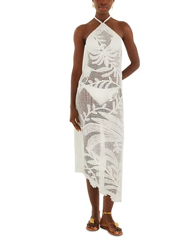 Farm Rio Cotton Crochet Midi Dress Swim Cover-up In White