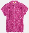 Farm Rio Pink Seashell Eyelet Shirt In Pink