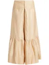 Farm Rio Topstitched Button Front Maxi Skirt In Neutrals