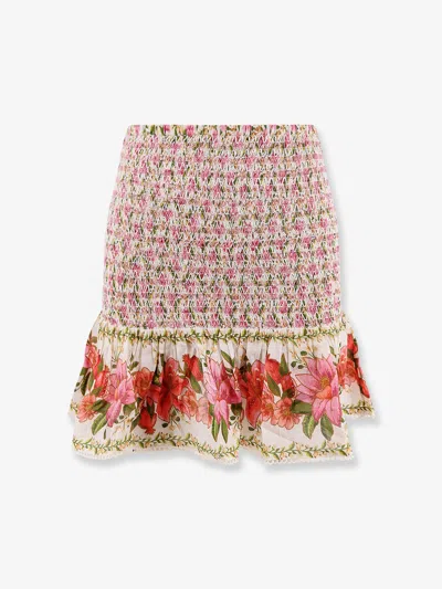 Farm Rio Cotton Mini Skirt With Floral Print