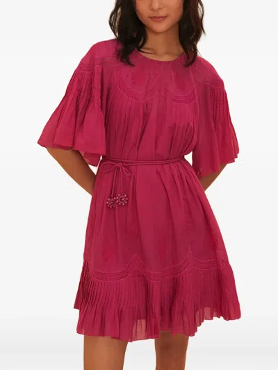 Farm Rio Cotton Pleated Midi Dress In Pink