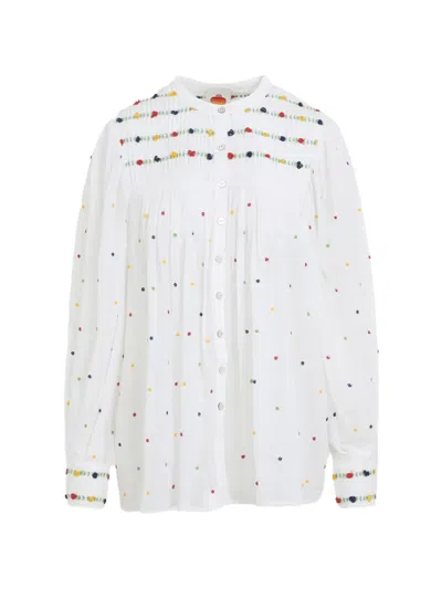 Farm Rio Elegant Cotton Blouse For Women In White