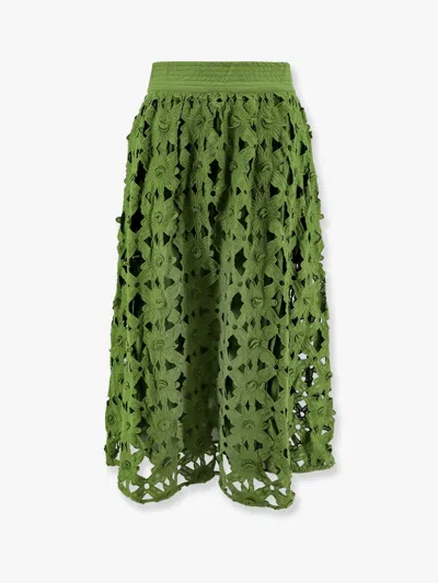 Farm Rio Cotton Skirt With Floral Embroideries