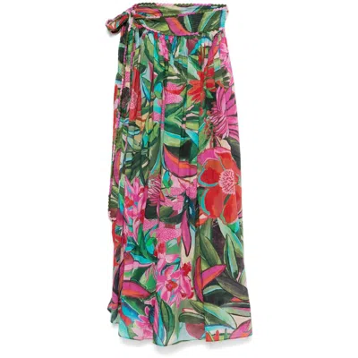 Farm Rio Cotton Skirts In Green