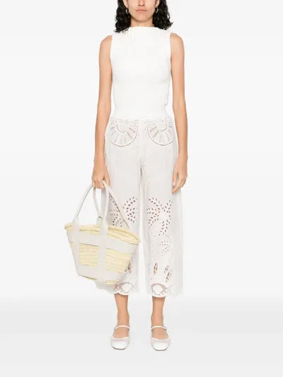 Farm Rio Cotton Pants In White