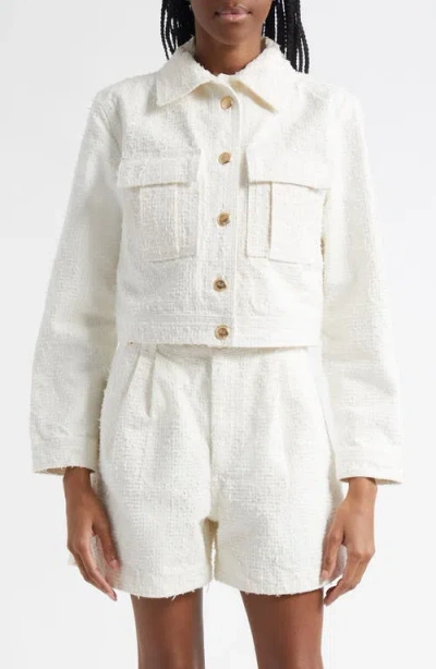 Farm Rio Cotton Tweed Jacket In Off-white