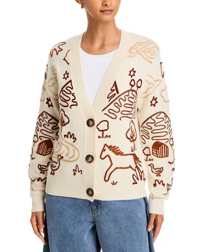 Farm Rio Countryside Cornelli Wool Cardigan In Neutral