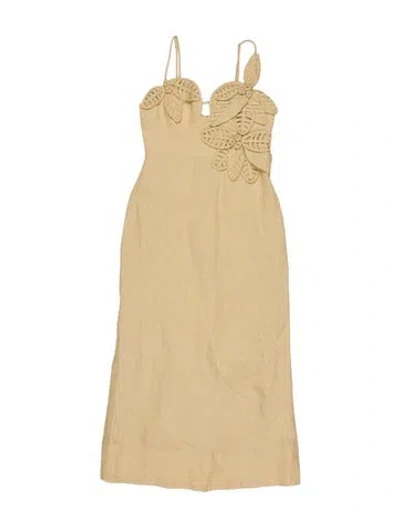 Pre-owned Farm Rio Cowl Neck Midi Length Dress In Neutral