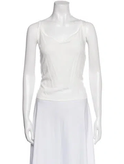 Pre-owned Farm Rio Cowl Neck Sleeveless Top In White