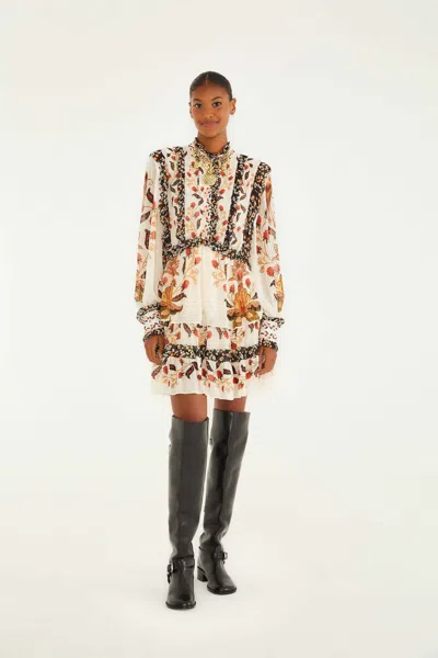 Farm Rio Berry Garden Cream Mini Dress Berry Garden Cream In Multi