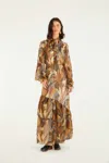 Farm Rio Cream Dotted Macaws Long Sleeve Maxi Dress In Multi