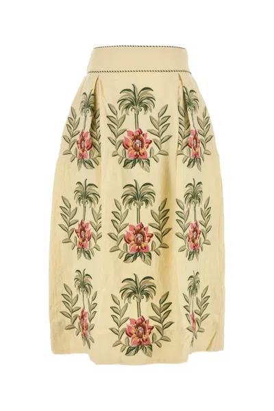 Farm Rio Cream Linen Blend Skirt In Neutral