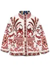 Farm Rio Cream Toucans Scarf Reversible Puffer Jacket In Neutrals