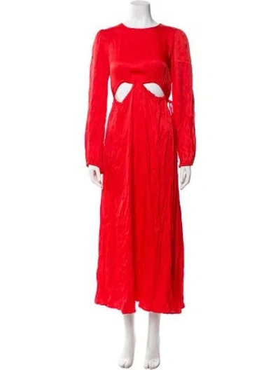 Pre-owned Farm Rio Crew Neck Long Dress In Black