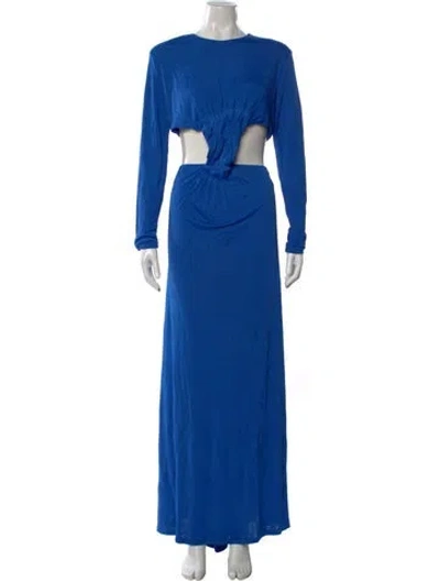 Pre-owned Farm Rio Crew Neck Long Dress In Blue