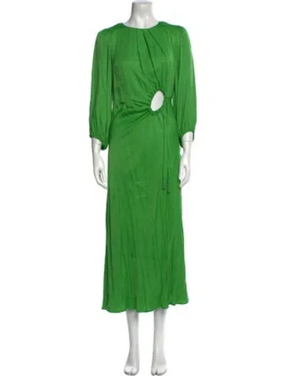 Pre-owned Farm Rio Crew Neck Long Dress In Green