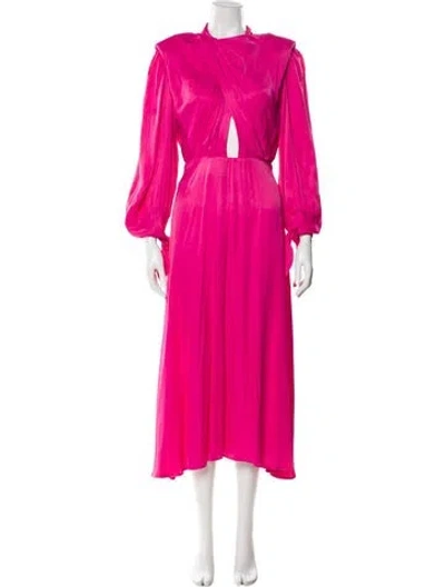 Pre-owned Farm Rio Crew Neck Long Dress In Pink