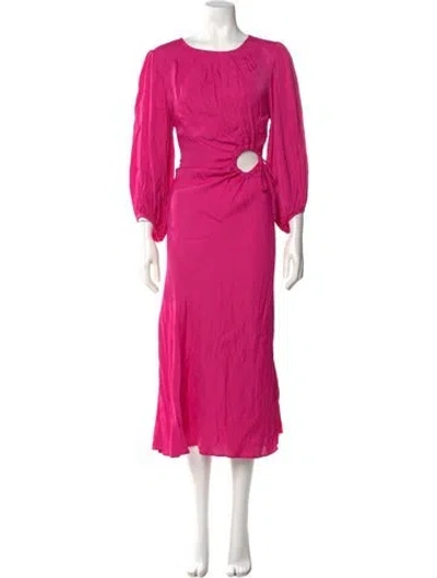 Pre-owned Farm Rio Crew Neck Long Dress In Pink