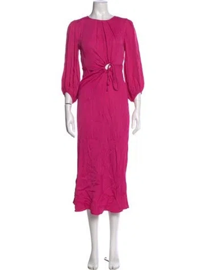 Pre-owned Farm Rio Crew Neck Long Dress In Pink