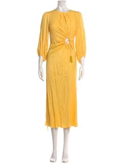 Pre-owned Farm Rio Crew Neck Long Dress In Yellow