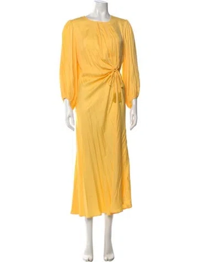 Pre-owned Farm Rio Crew Neck Long Dress In Yellow