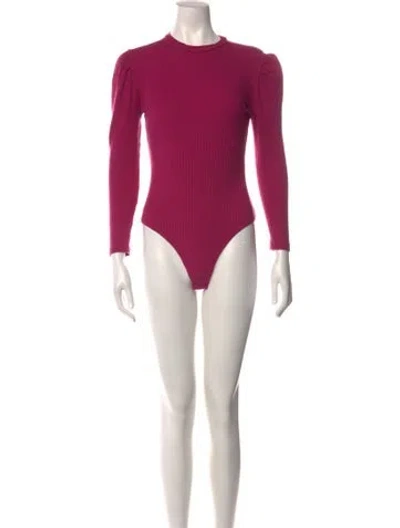 Pre-owned Farm Rio Crew Neck Long Sleeve Bodysuit In Pink