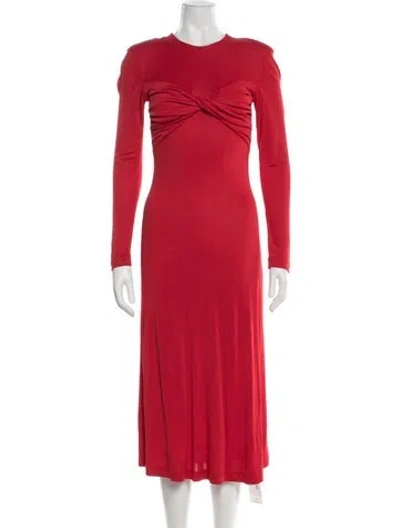 Pre-owned Farm Rio Crew Neck Midi Length Dress In Red
