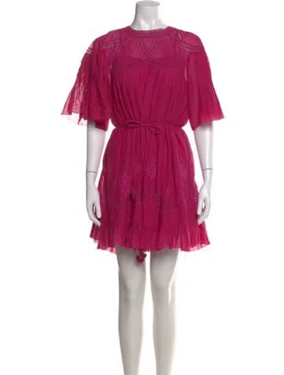 Pre-owned Farm Rio Crew Neck Mini Dress In Pink
