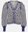 Farm Rio Crocheted Cotton-blend Cardigan In Blue