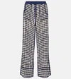 Farm Rio Crocheted Cotton-blend Wide-leg Pants In Blue