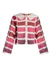 Farm Rio Colorful Crochet Tiles Shirt In Multi In Red