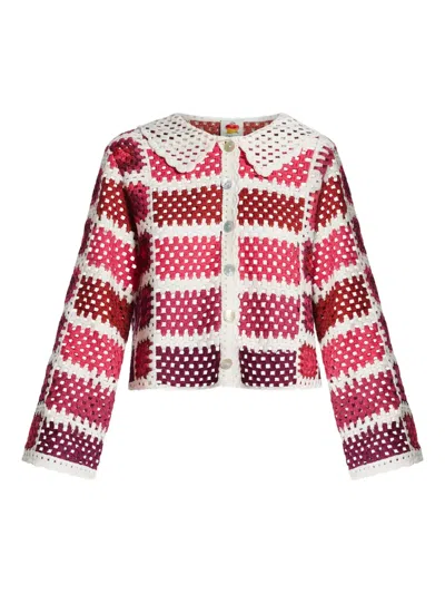 FARM RIO CROCHET-KNIT CARDIGAN