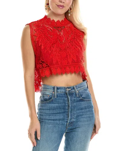 Farm Rio Crochet Lace Crop Top In Red | ModeSens