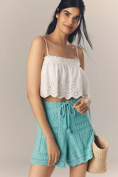 Farm Rio Crochet Tie Shorts In Green