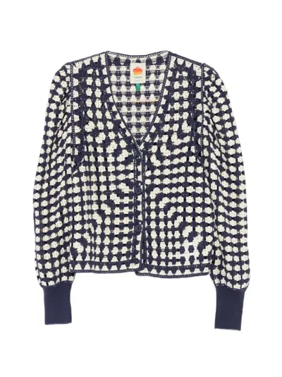 Farm Rio Crochet-knit Buttoned Cardigan In Multi